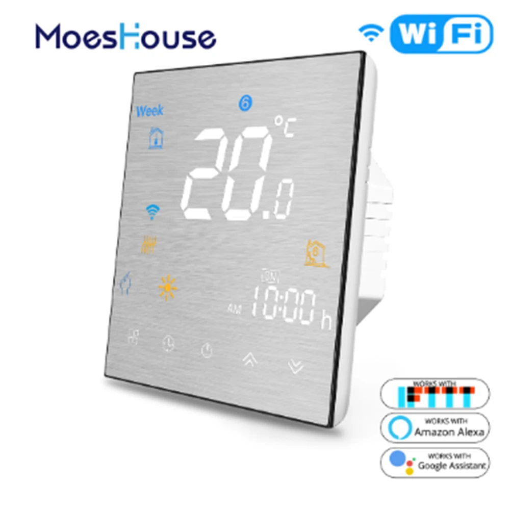

Умный терморегулятор температуры для водяного/электрического теплого пола MoesHouse BHT-3000, Wi-Fi, работает с Alexa, Google Home