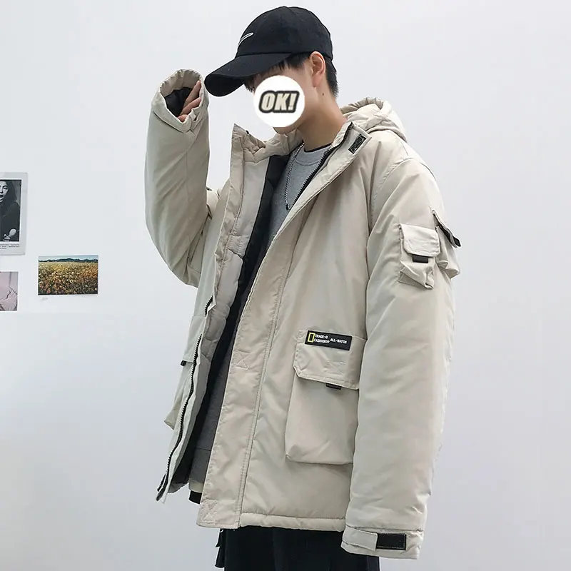 S-5XL Plus Size Men's Jacket Waterproof Winter Streetwear Coat Parka Outerwear with Hooded Long Sleeve Big Pockets Men Clothing