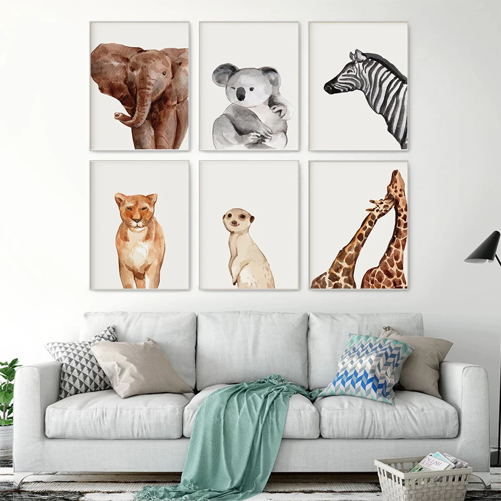 

Modern Poster Safari Animal Prints Canvas Painting Natural Art Print Forest Nursery Art Wall Picture For Living Room Home Decor