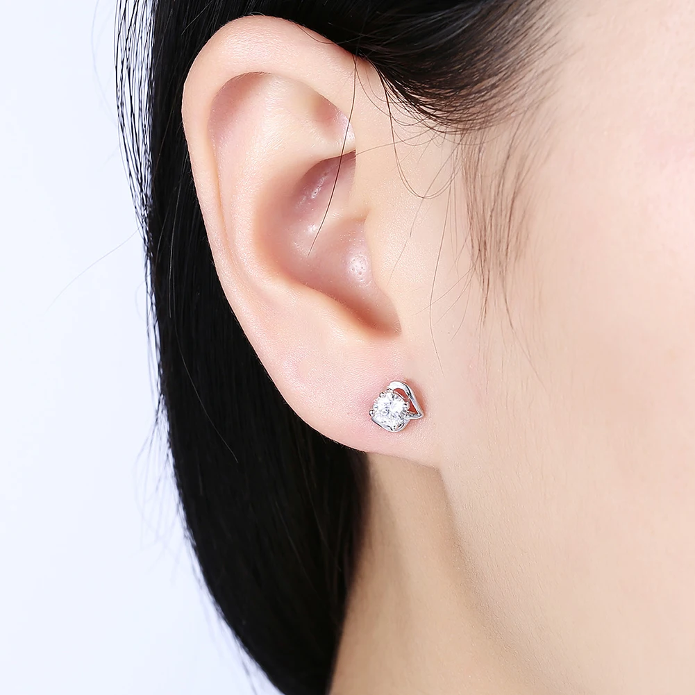 

SILVERHOO Geometric 925 Sterling Silver Stud Earrings For Women 5A Clear Cubic Zirconia Wedding Earring Fine Jewelry New Listing