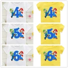 Футболка с надписью Super Number 4-9 для мальчиков и девочек