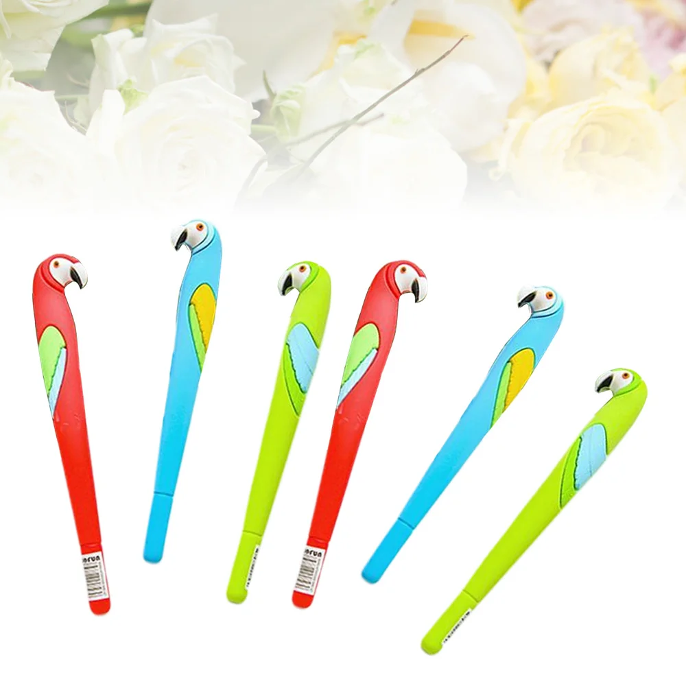 

6Pcs 0.5MM Pen Creative Cartoon Parrot Pen for School Office Stationery (Random Color)