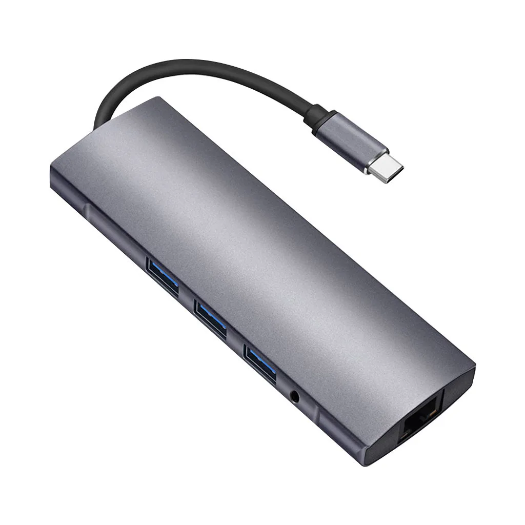 USB переключатель 9 в 1 Type C на HDMI RJ45 3USB3.0 TF SD аудио PD Многофункциональный узловой