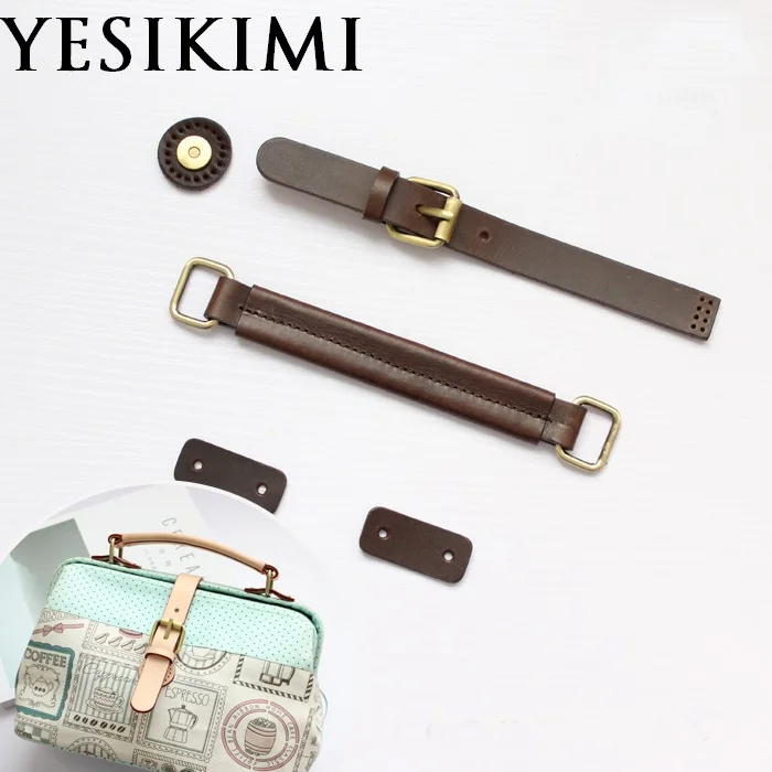 

YESIKIMI DIY 1 Set Doctor Bag Accessories Replacement Genuine Leather Bag Handle Buckles Repair