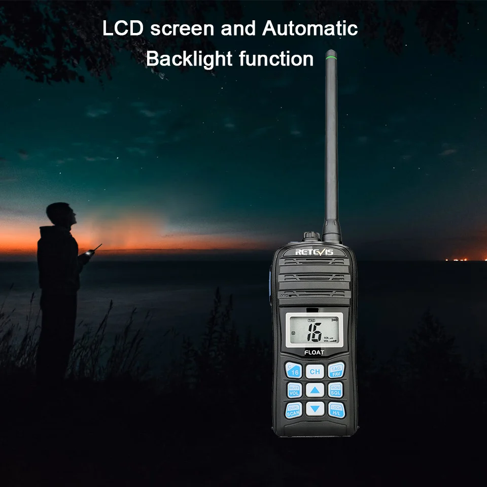RETEVIS RT55 профессиональная морская радиостанция диапазона VHF поплавок Walkie Talkie Водонепроницаемый двухстороннее радио NOAA оповещение о погоде 5 Вт Морской VHF радио