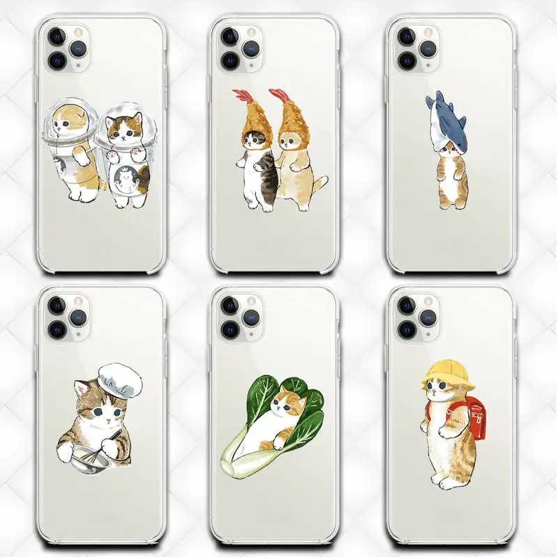 

Funny Cute Yellow Cat Phone Case Transparent Case For Iphone 6 6s 7 8 Plus XR X XS XSmax 11 12 13 Pro Mini Max