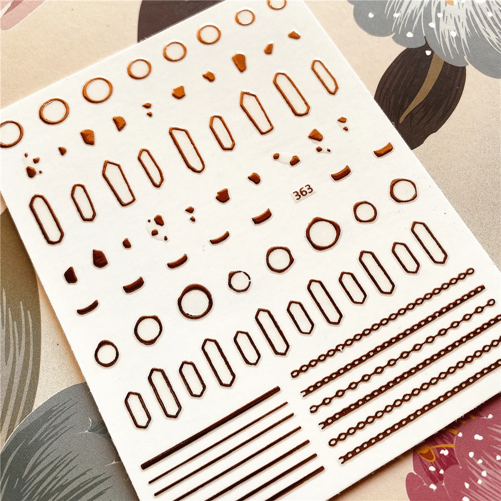 363-434 золотая линия неправильной формы с ободом 3D наклейка на тыльную сторону для