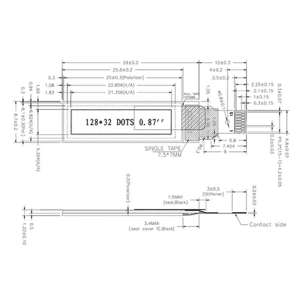 

Taidacent 5PCS 0.87 Inch White OLED Display Module MINI 12832 Smart Watch Display SSD1316 Driver IC Plug Type IIC/I2C 15 Pin