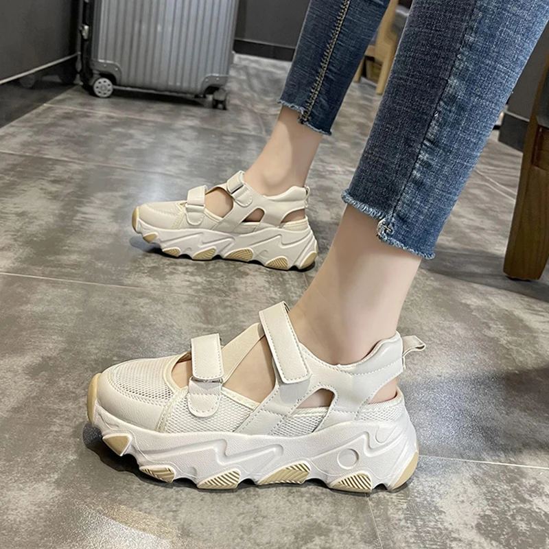 

Casual Woman Shoe Modis Round Toe Wedge Basket 2021 Clogs Platform Female Footwear Cute New Summer Sports Creepers Dress Hook &