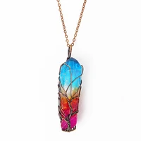 antique bronze wire wrap rainbow crystal chakra stones tree of life necklace pendant healing necklace for women men jewelry