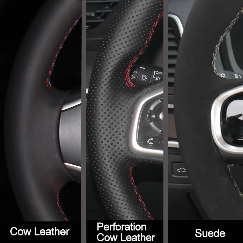 Hand Sewing Car Steering Wheel Cover Cow Leather Suede For Ford Europe Kuga 2008 2009 -2012 Focus 2 2005-2012 C-MAX 2007-2010 | Автомобили