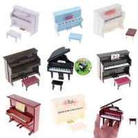 112 dollhouse mini piano with stool musical instrument model for doll house accessories decor miniature retro piano set