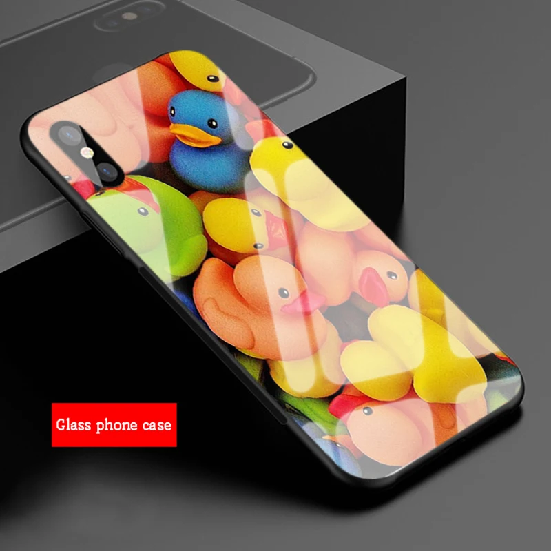Маленькая желтая утка чехол для телефона из закаленного стекла iphone 12 11 Pro Max на