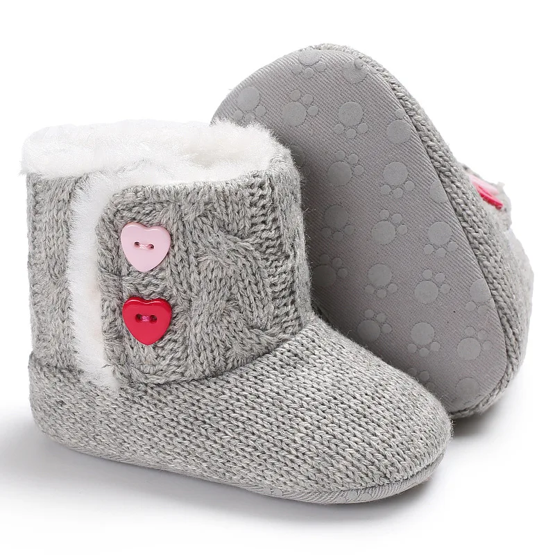 Winter Warm Baby Girls Booties Knitting Shoes Princess Girls Snow Boots Toddler Infant Newborn Shoes First Walker For Christmas