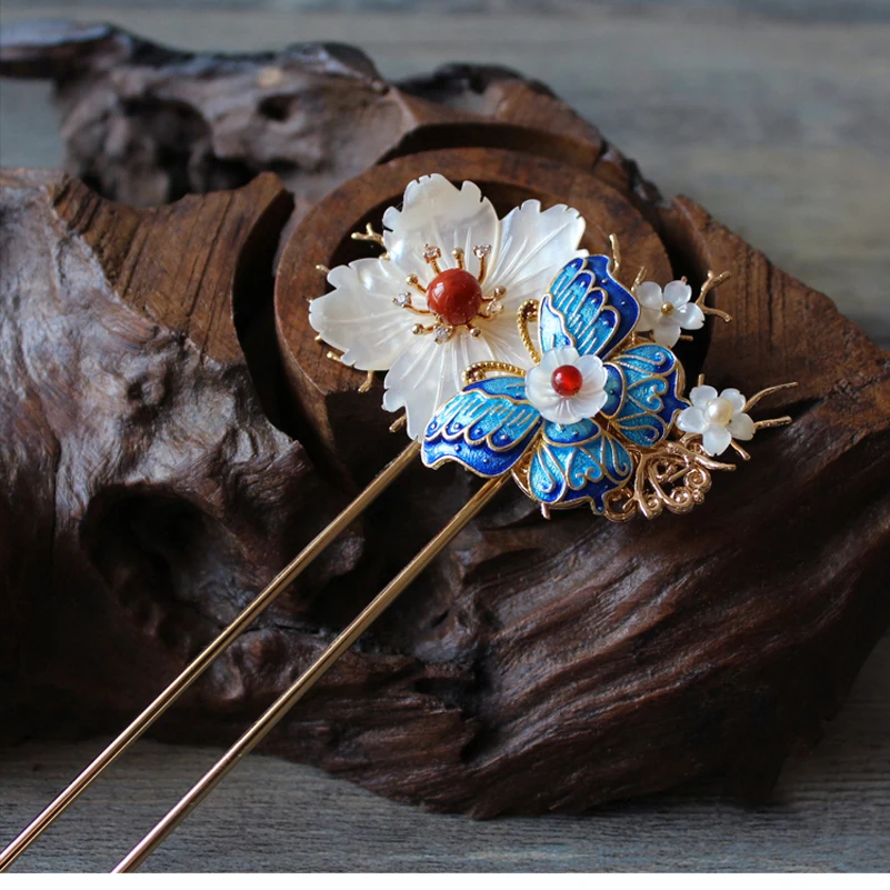 Перегородчатые шпильки для волос из полудрагоценных камней | Украшения и