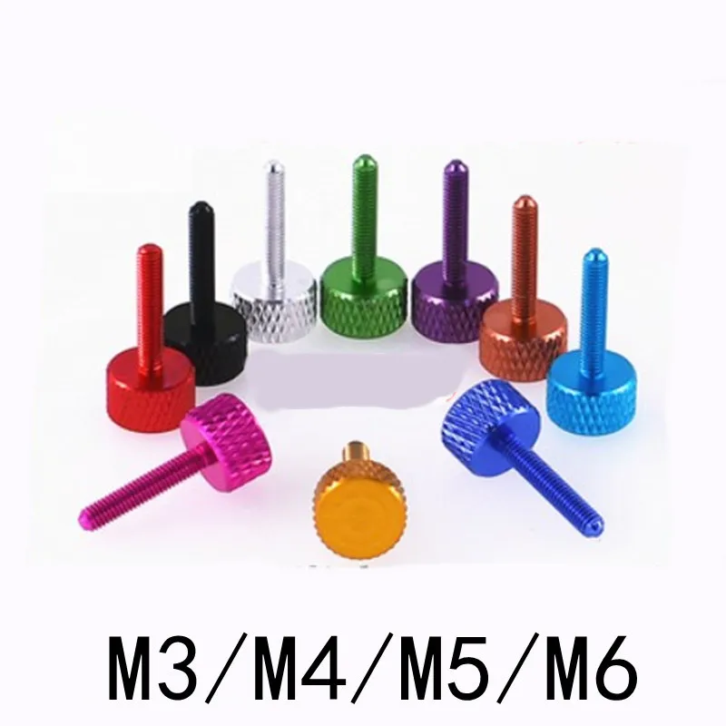 

10pcs/lot M3 M4 m5 m6 Knurled head colourful Aluminum Hand tighten Thumb Screw