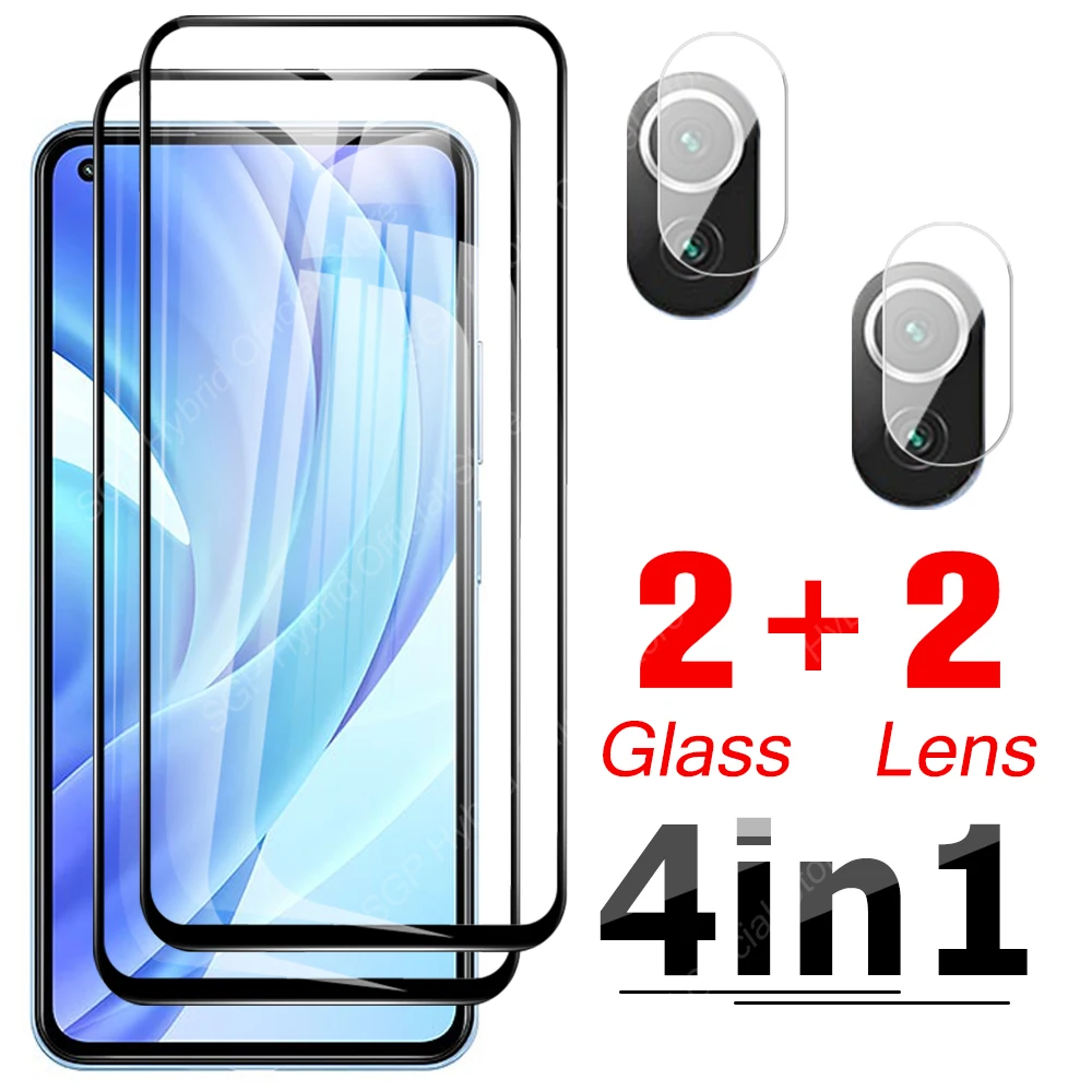 4-в-1 чехол из закаленного стекла для Xiaomi Mi 11 Lite 5G Xiomi lite 4G Mi11 Light Xaomi Mi11lite HD Защита