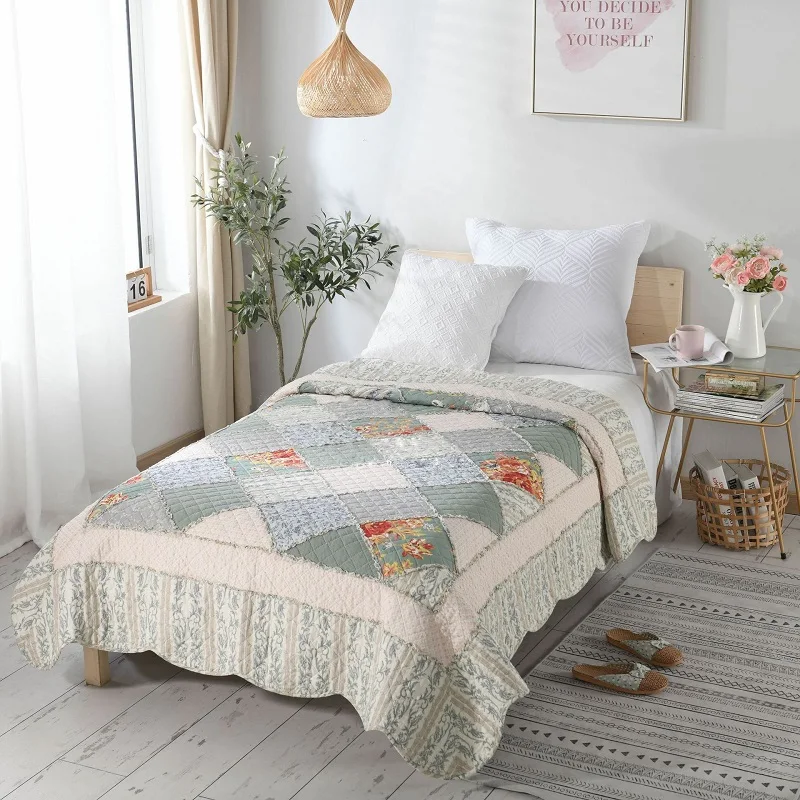 Лоскутное покрывало CHAUSUB хлопковое одеяло 1 шт. цветочный комбинезон летнее