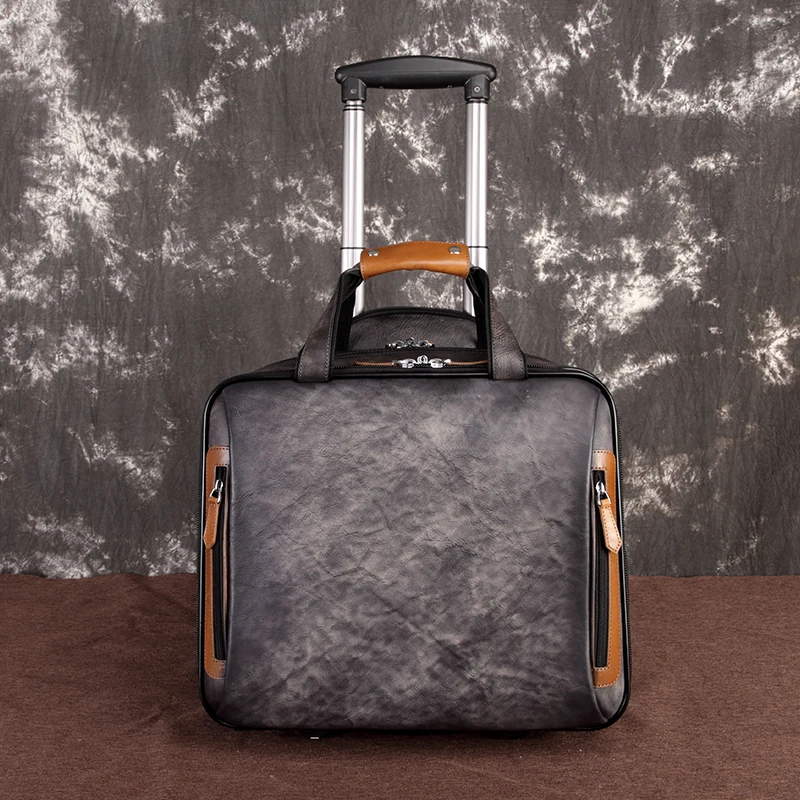 Новинка Модный женский чехол на колесиках из натуральной кожи Newsbirds для багажа