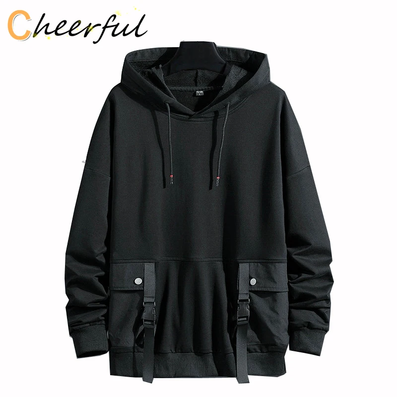 

Pullover Hoodies Men/Women Casual Hooded Black Ribbons 2021 Autumn Streetwear Sweatshirts Hip Hop Harajuku Male Tops