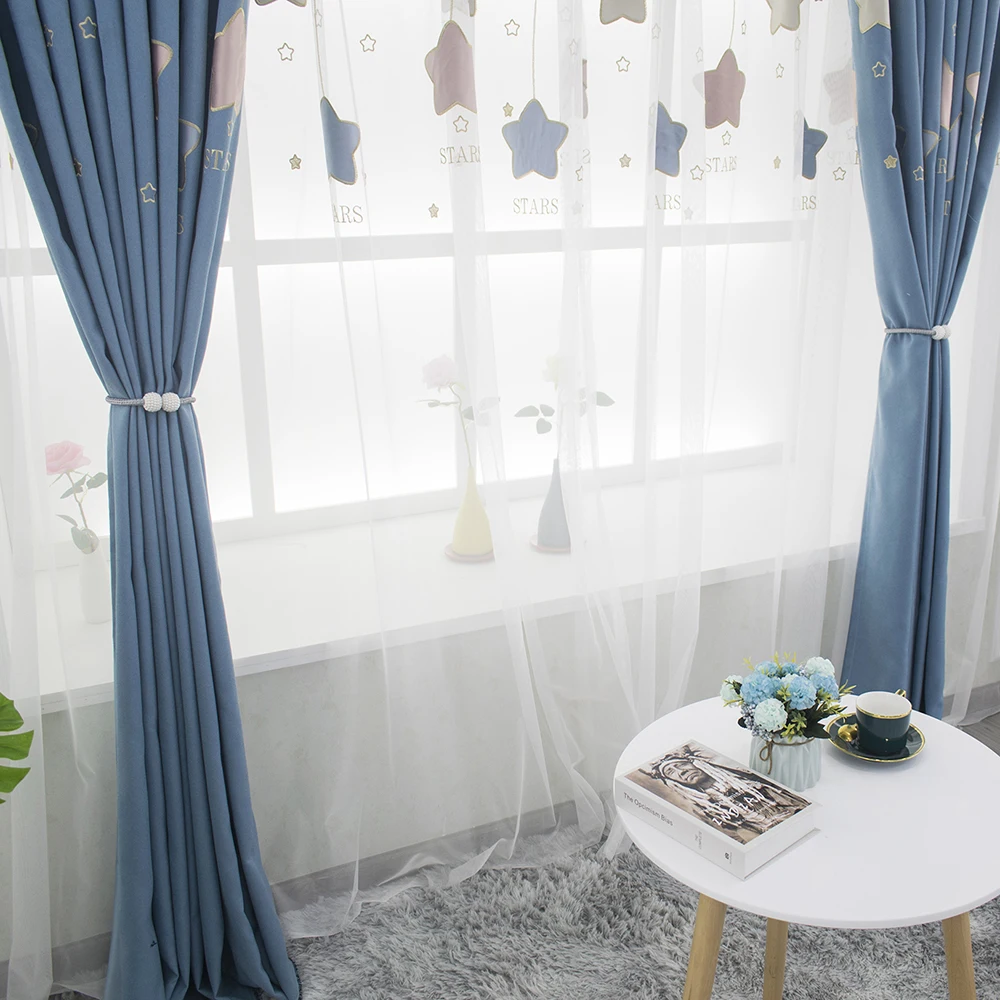 Серые бархатные шторы со звездами и вышивкой белые коридоры для гостиной спальни