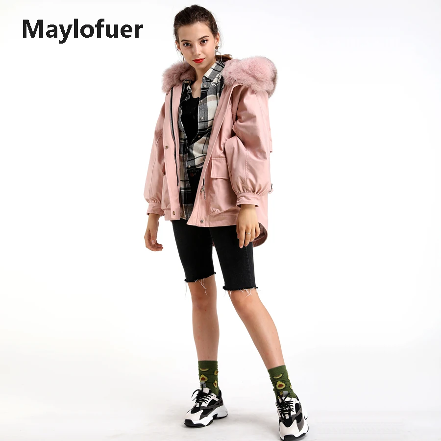 Новинка 2019 парка Maylofuer из натурального меха женская короткая со съемной