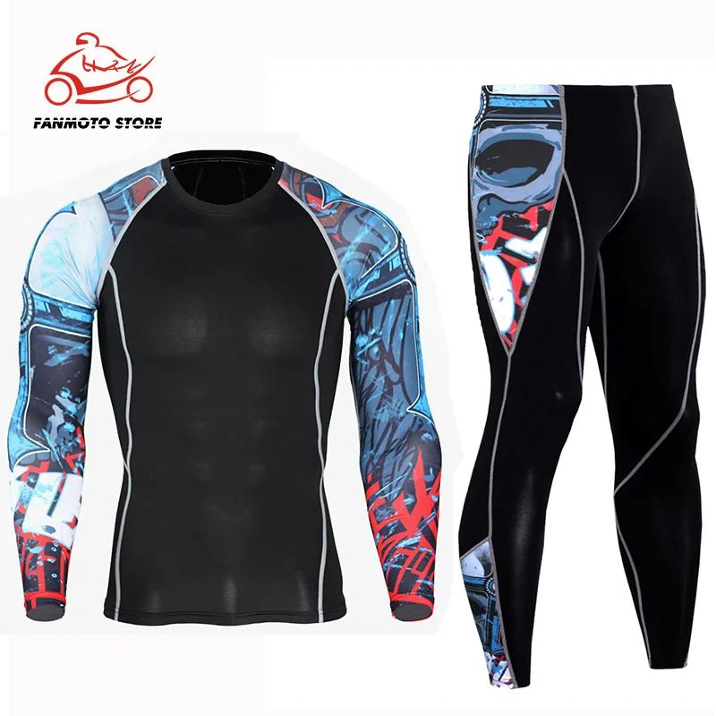 Топы и штаны для мотоцикла новый комплект бега быстросохнущая Спортивная