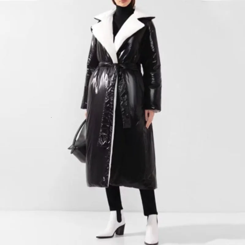 WOMENGAGAWomen парка бандажная одежда с обеих сторон зимние пальто для женщин черный