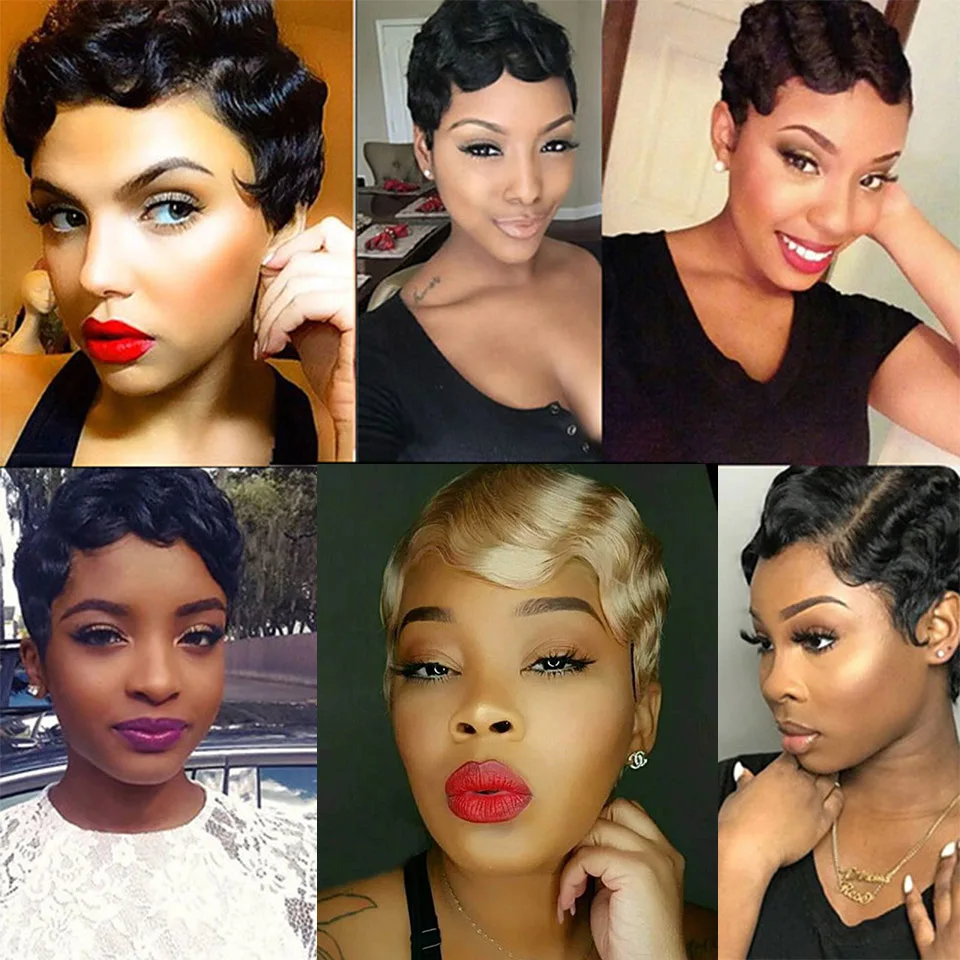 

Doris beauty Synthetic Short Finger Wave Curly Cosplay Wigs For Black Women African American Fake Hair Heat Resistant