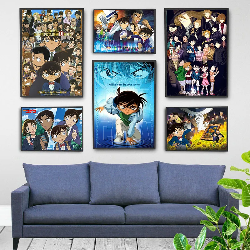 Детектив Конан Аниме Холст украшение постер настенное искусство детская комната