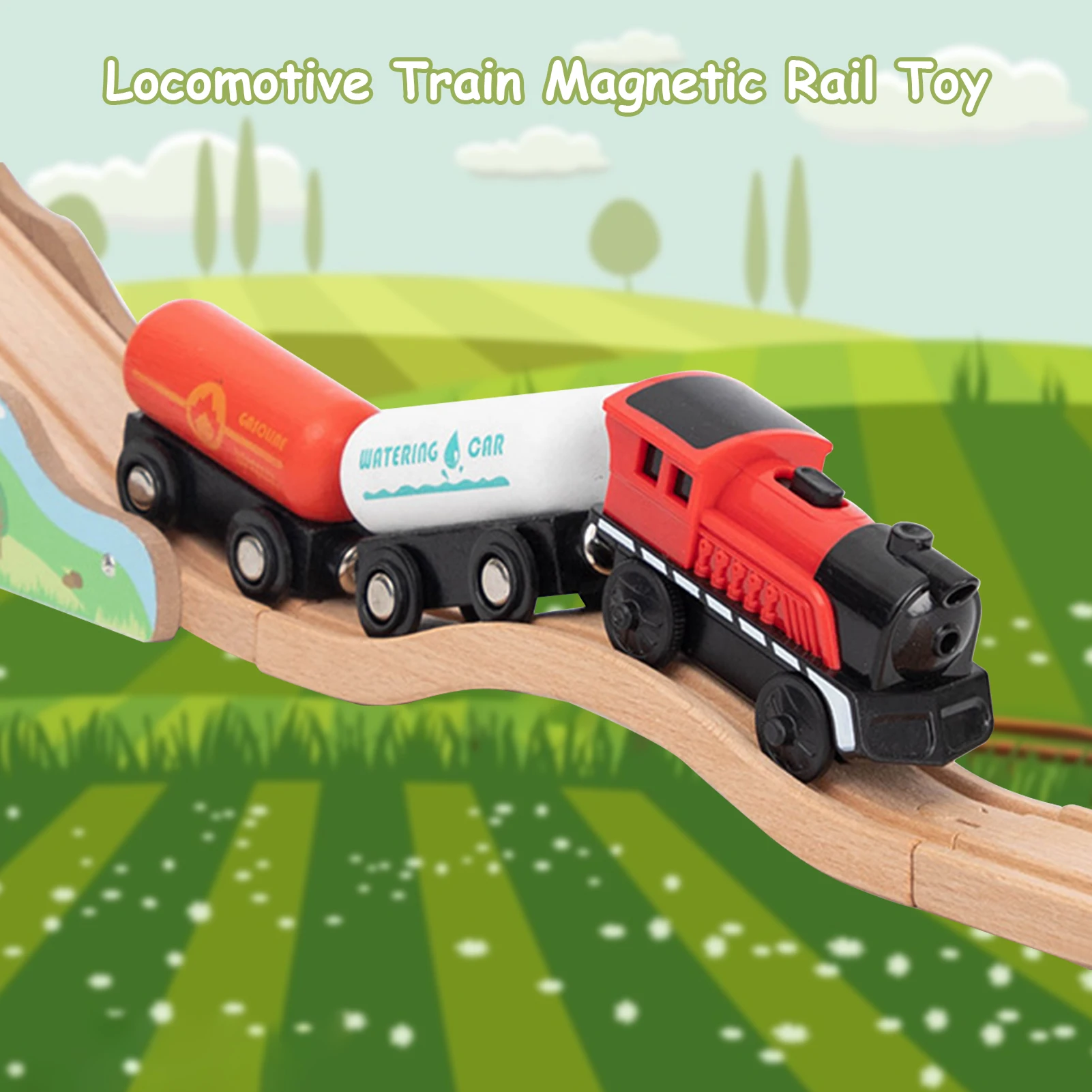 

Battery Operated Action Train With Powerful Engine Bullet Rail Toy Set Magnetic Connection Fits Wooden Trains and Track heathly