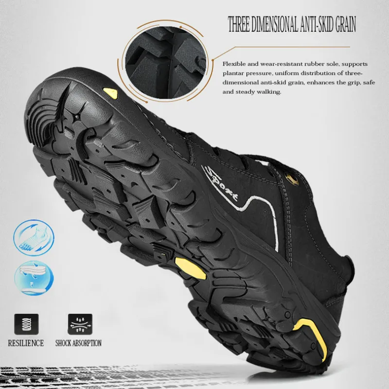 Мужские треккинговые ботинки из натуральной кожи походные удобные кроссовки для