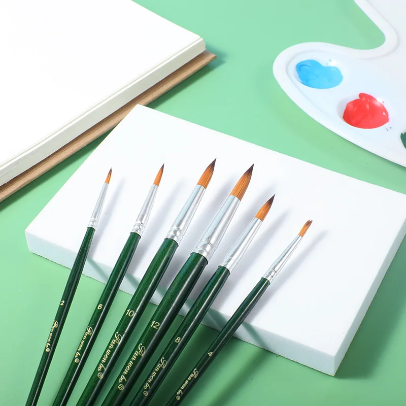 6 шт. высококачественные нейлоновые волосы дерево зеленая ручка искусственная