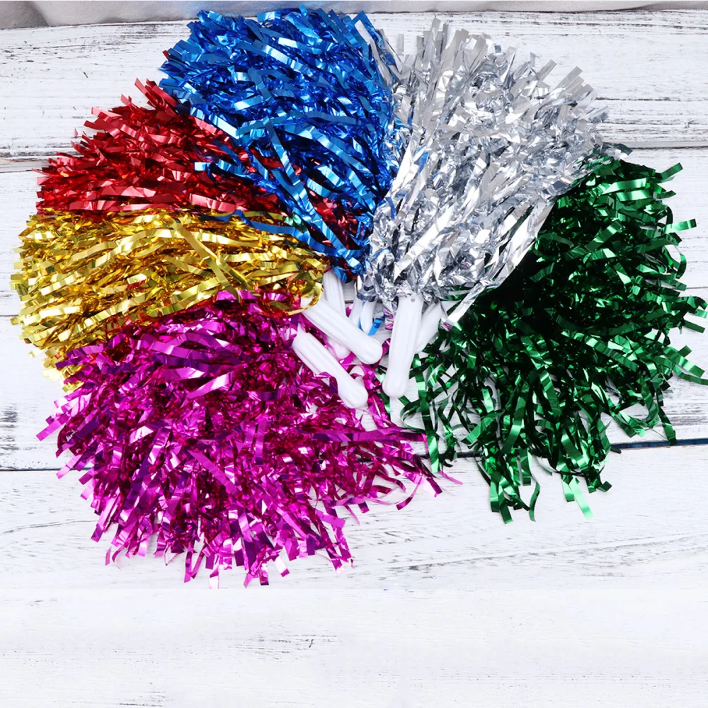 

12PCS Straight Handle Cheering Poms Cheerleading Kit Cheer Props for Performance Competition Cheering Sports Events (Random Styl