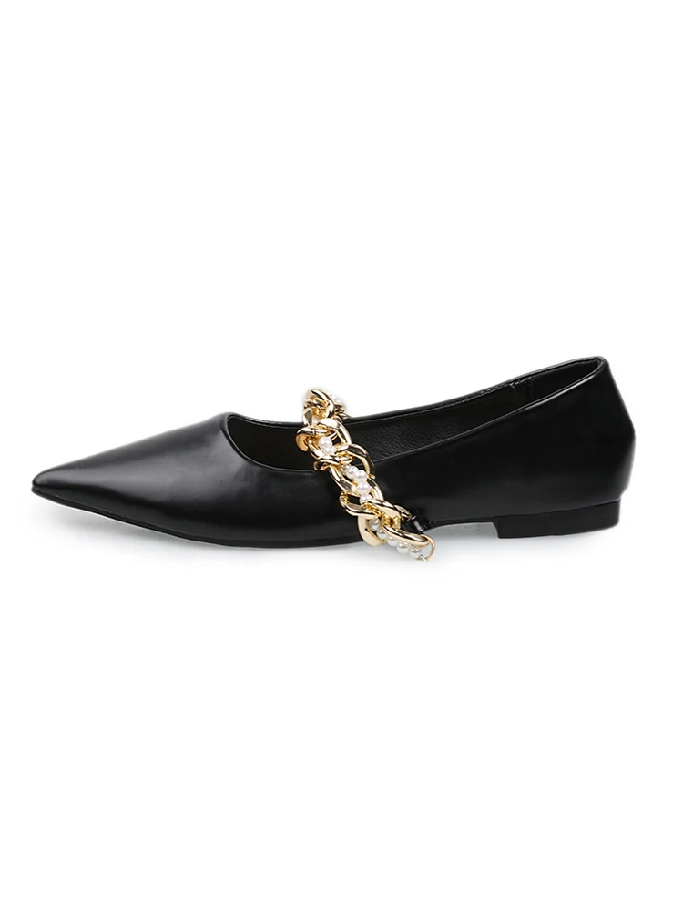 

Women's shoes spring 2021 new pointed toe fashion beaded shallow mouth soft bottom low heel Mary Jane shoes