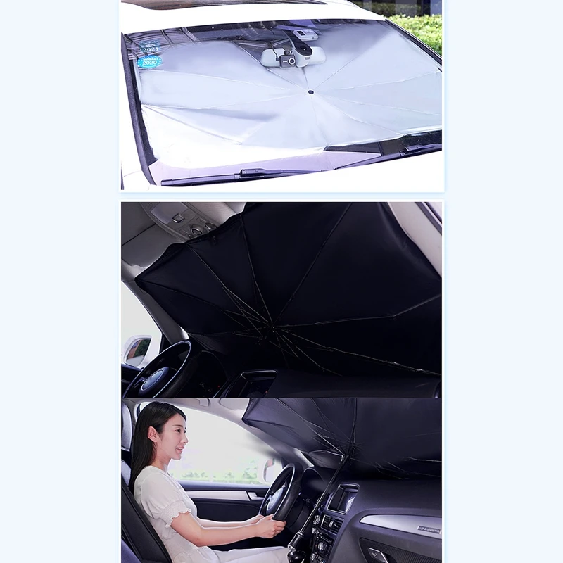

Car Windshield Sunshade Umbrella UV Block Car Parasol with Broken Window Head+Side Window Sun Visor