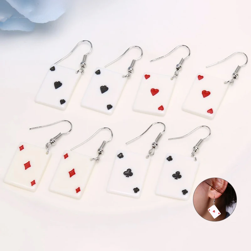 1 пара забавных висячих сережек для покерной карты акриловые Висячие игральные