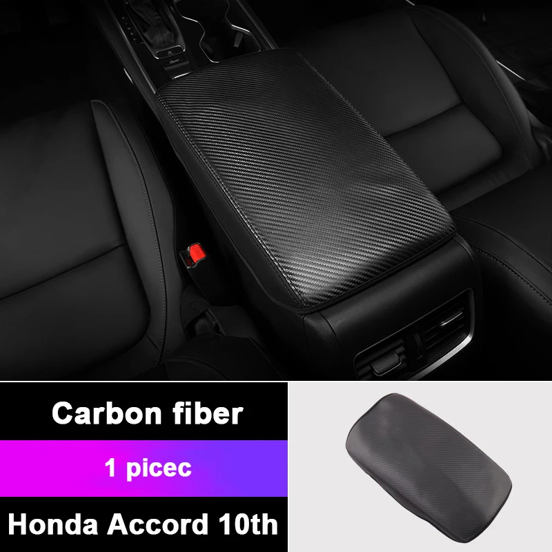 Carbon fiber Кожаный Автомобильный подлокотник, накладка, консоль, авто сиденье, подлокотник, защита, подушка, коврик для Honda Accord 10th, аксессуары - Название цвета: Carbon fiber