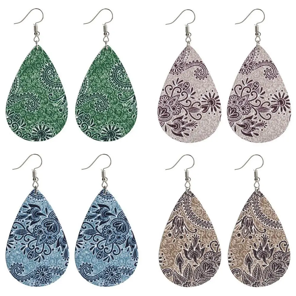 Новинка Модные Этнические богемные серьги из искусственной кожи 37*55 мм Висячие