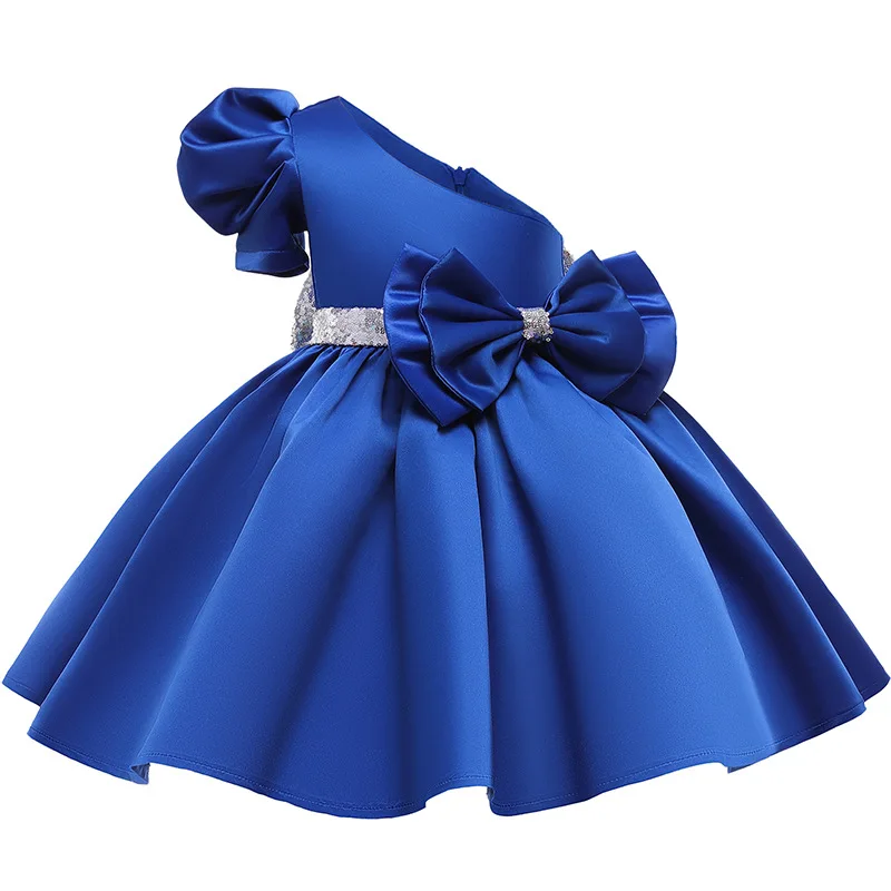 

LZH Oblique Shoulder Kids' Dresses Bowknot Baby Girls Princess Dress Children's Clothing Evening Dresses For Girls Party Costume