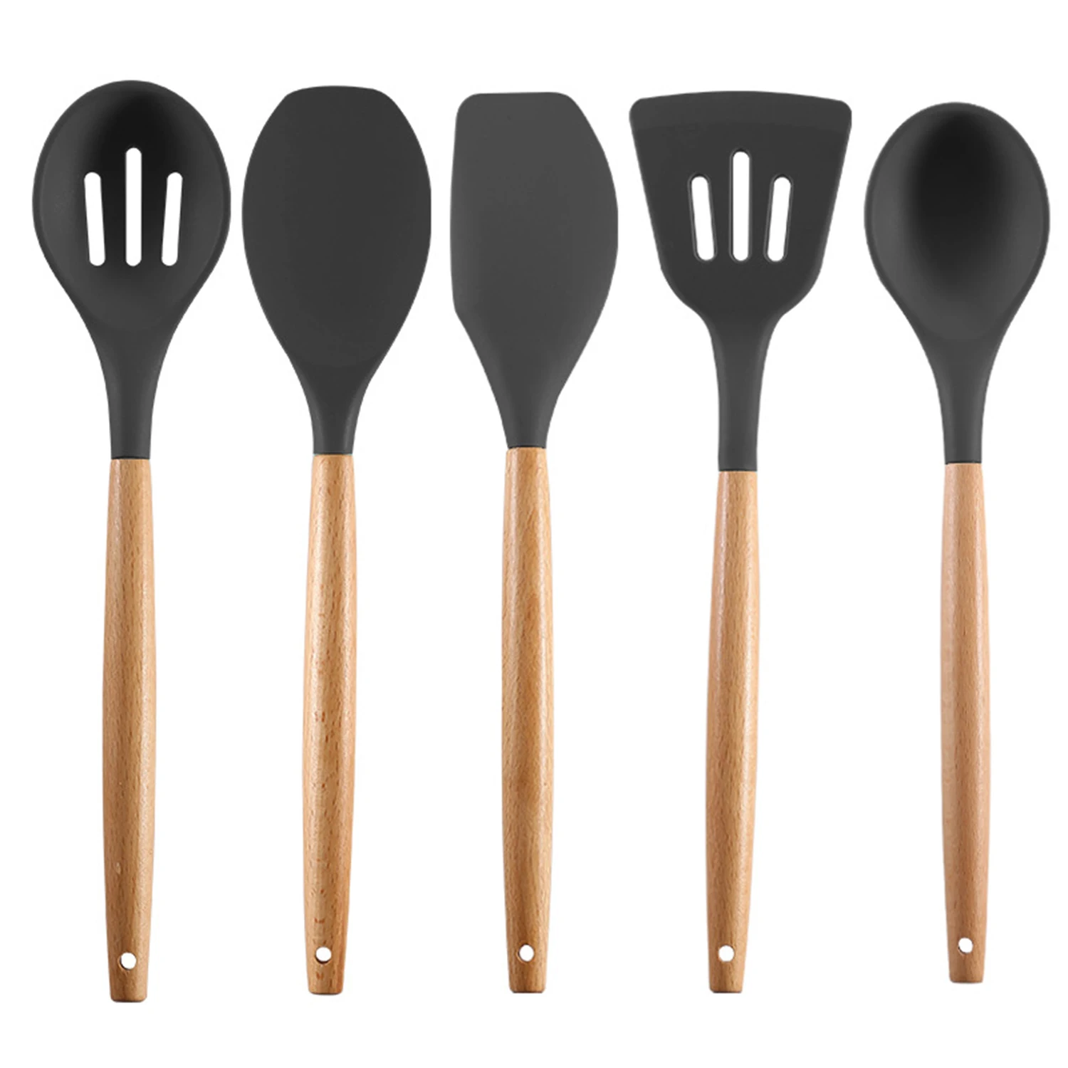 

Silicone Cooking Utensils 5-piece set Kitchen Utensil Set Non-stick Spatula Wooden Handle with Storage Box Kitchen Appliances