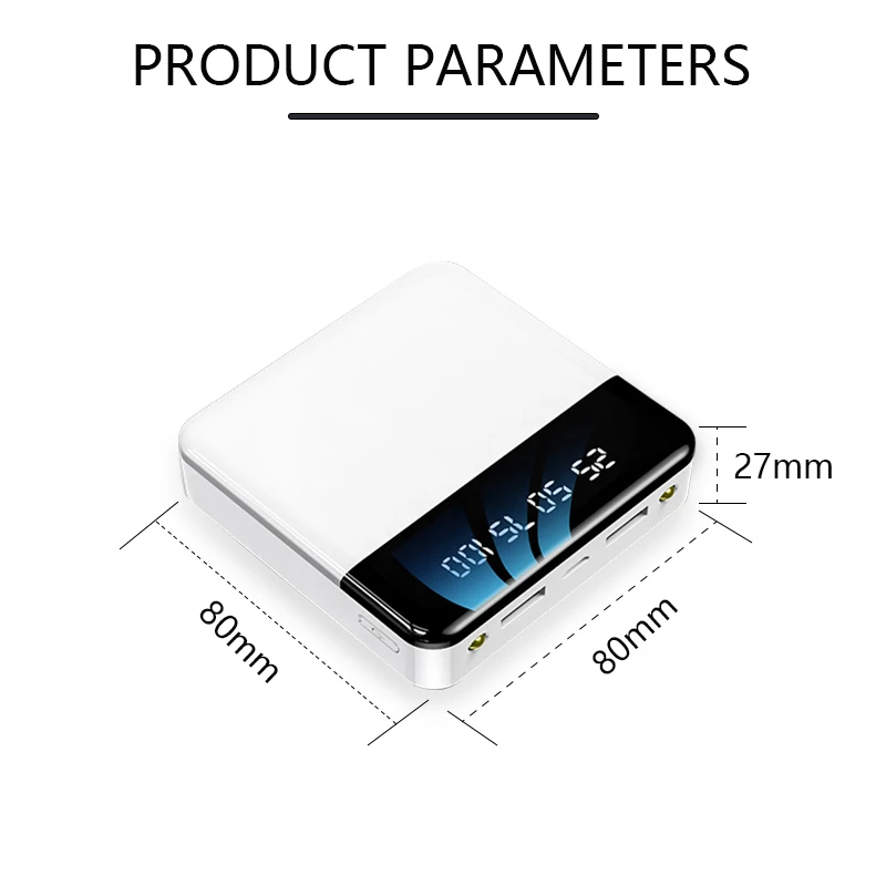 Mi ni power Bank, 20000 мА/ч, для iPhone 8, Xiaomi mi, внешняя батарея, power bank, быстрая зарядка, повербанк, светодиодный, цифровой дисплей