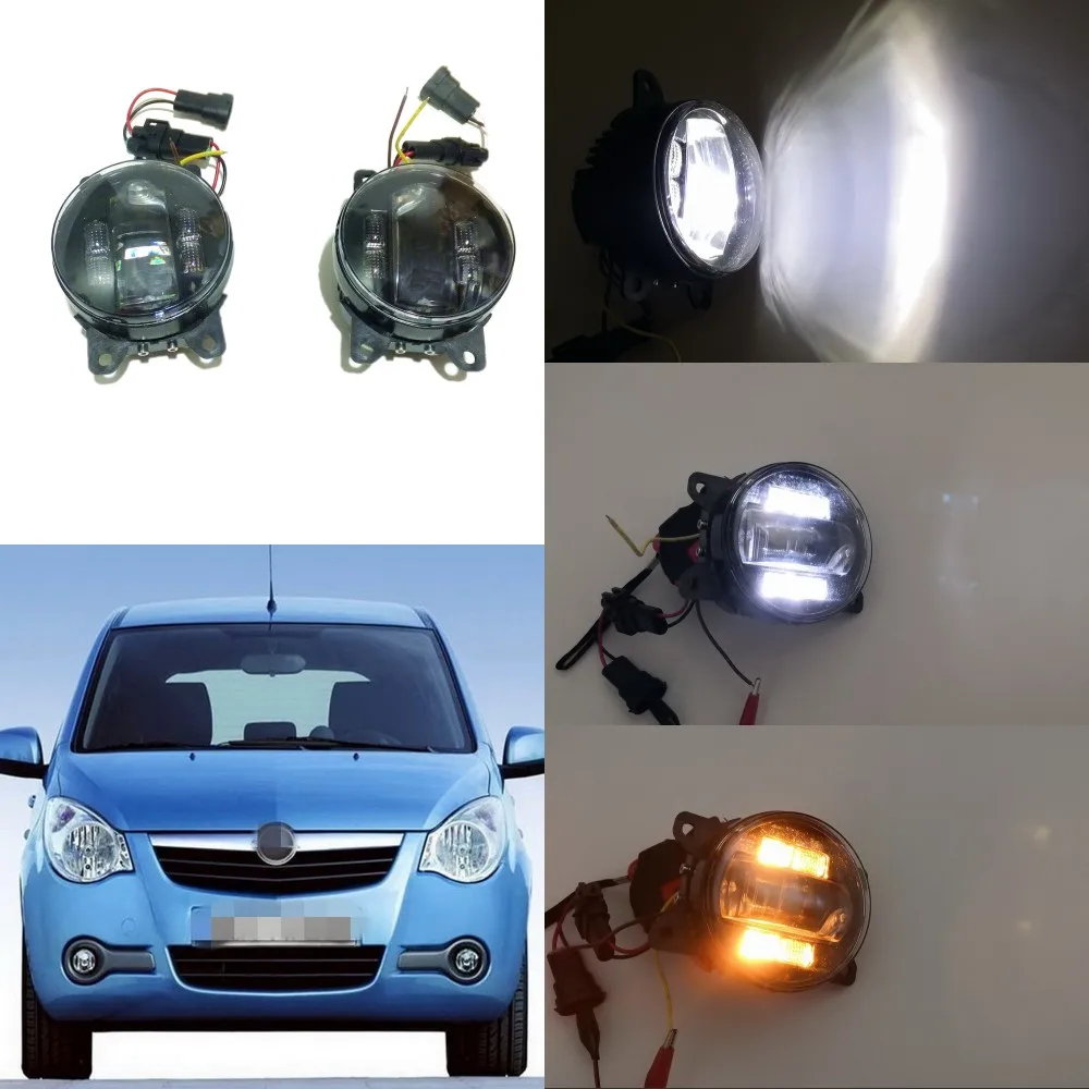 

July King 6000k 3000LM LED Fog Lamp Case for Opel Agila 2008+, 20W Lens Fog Lamp + 6W DRL+ 4W Yellow Turn Signals