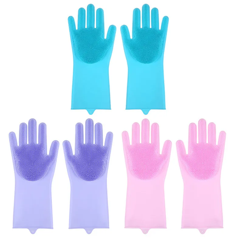 1pair Magic Dishwashing Silicone Thicken Gloves Dirt Clean Brushes Cleaning Kitchen Accessories Tool Wash Fruit Vegetable Gadget