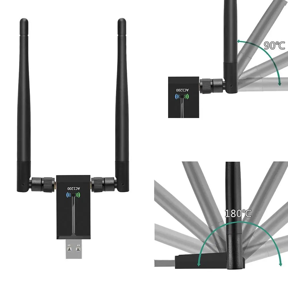 Беспроводной USB Wi-Fi адаптер беспроводная сетевая карта с двумя антеннами 5 дБи 1200