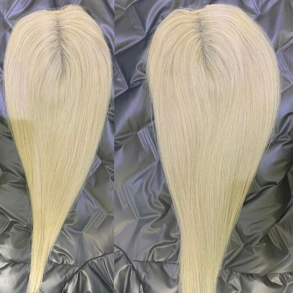 16*18 cm 613 Honey Blonde Toupee Hair For Women Chinese Remy 100% Human Hair with Clips Lace +Weft 130% Volume Extension