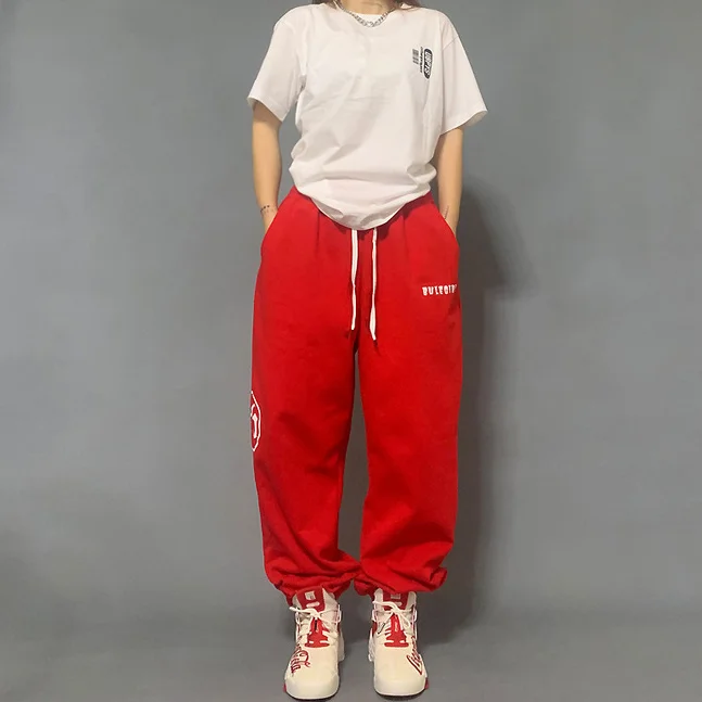 

New white sports pants women loose-fitting hip-hop pants women jazz hip-hop trousers printed women's pants