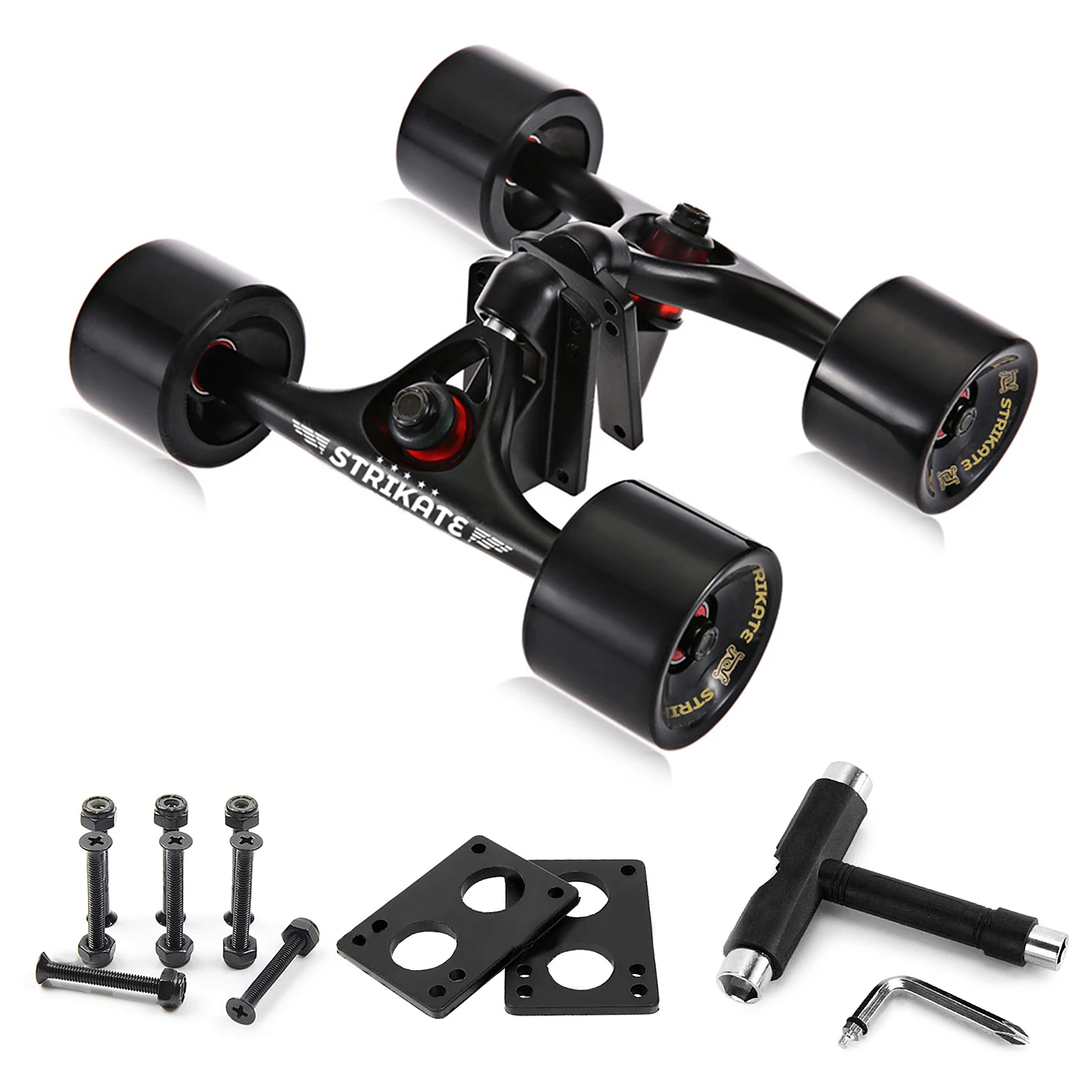 

7'' Trucks with Wheels Skate Board T Wrench Longboard Wheel Riser Pads Bridge Hardware Set Skateboard Accessories