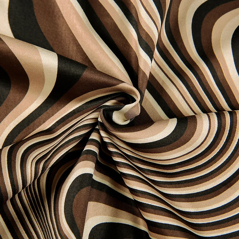 

Sexy Bodycon Dress Summer 2021 Fashion Collar Tie Dye Print Brown Club Dresses Wave Mini Long Sleeve Party Women Robe Vestidos