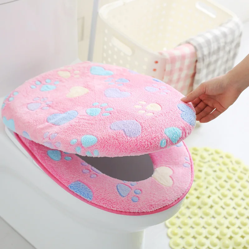 

Thick Coral Velvet Closestool Mat Bathroom Accessories Toilet Seat Cover Toilet Cover Home Decor Seat Zipper Toilet Seat Cover